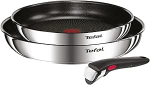 Tefal Ingenio Emotion - Juego de 2 Sartenes 22/26 cm + Mango extraíble, Apto inducción, antiadherentes, revestimiento titanio, Thermo-signal, apto lavavajillas y horno