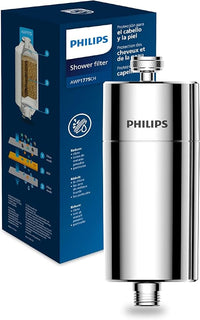 Philips Water filtro de ducha en línea – incluye 1 cartucho, filtración hasta 50.000 L, color cromado, reduce cloro hasta un 99%, fácil de instalar, compatible con la mayoría de duchas