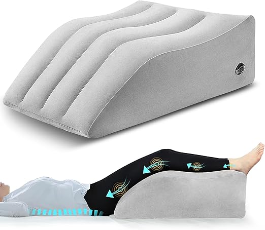 PleasurePeak - Cojín de elevación venosa, cojín inflable de elevación de las piernas, cojín cómodo para el sueño, mejora la circulación sanguínea gris, portabilidad