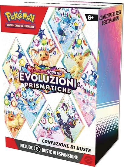 Pokémon Paquete de Sobres de expansión Escarlata y Violeta - Evoluciones Prismáticas (Seis Paquetes de expansión)