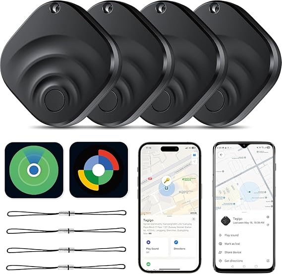 Item Finders Work with Apple Find My APP (iOS Only), Item Finder for Luggage, Backpack, Super Lightweight, IP67 Waterproof (4 Blancanieves)