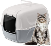 Ferplast Arenero Gatos Cubierto, XXL, Incluye 2 filtros Antiolor y Pala, Gris, L 67 × A 49 × A 47 cm