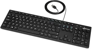 Amazon Basics Teclado con Cable USB y Base Fina, diseño español, Negro Mate