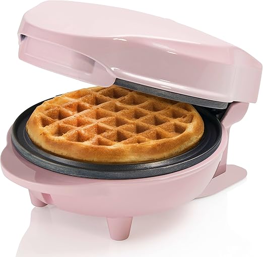 Bestron Mini gofrera, Gofrera para gofres de gofres pequeños, con antiadherente, para cumpleaños infantiles, fiestas familiares, Pascua o Navidad, diseño retro, 550 W, color: Rosa