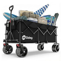 Sekey XXXL Carro Transporte Plegable 300L Capacidad 200KG, Modelo Alargado con Ruedas Todo Terreno 17x10 cm, Patente Sistema 4 Direcciones de Montaje Rápido, Negro