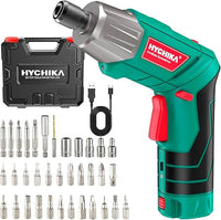 HYCHIKA Atornillador Eléctrico 6Nm, Destornillador Eléctrico (Máximo Par 6 N.m, 3.6V, 2.0Ah) LED Luz como Linterna, Cable USB, 35 Accesorios, Estuche portátil, Para Reparaciones en El Hogar
