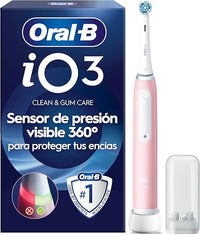 Oral-B iO 3N Cepillo de Dientes Eléctrico Rosa con Mango Recargable, 1 Cabezal y Soporte De Cabezales, 3 Modos De Cepillado, Diseñado por Braun, Regalos Originales para Mujer y Hombre