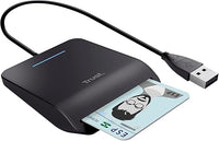 Trust Primo Lector DNI Electrónico USB, Lector de Tarjetas DNI para la Identificación Personal, Cumple con FIPS 201, FIPS TAA e ISO 7816 Clase A, B, C, Cable de 100 cm, Mac y Windows - Negro