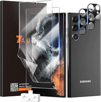 Thumbnail for TAURI [4 in 1] Pack Protector Pantalla Samsung Galaxy S22 Ultra 5G,2 Pack de TPU Protector + 2 Pack Cristal Templado de Lente de Cámara -Sin Burbujas Huella Digital Ultrasónica Fácil de Instalar
