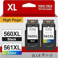 Firstoner 560 561 Cartuchos XL, PG 560 XL Negro y CL 561 XL Faber Recambio para Canon Cartuchos de Impresora 560 561 para TS7450 TS7451 TS5350 TS5351 TS5352 TS5353（Negro, Color）