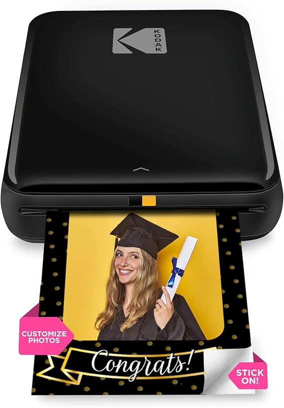 KODAK Step Impresora de fotos instantánea para smartphone - Mini portátil inalámbrica en color - Fotos adhesivas Zink 2x3” - Bluetooth compatible con iOS y Android - App de edición divertida - Negro