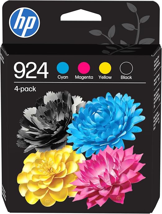 HP 924 Negro, Cian, Magenta, Amarillo, Pack de 4 Cartuchos Tinta Originales