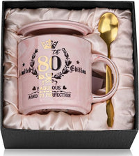 80 Cumpleaños Regalos Mujeres Fabuloso 80 Edición Limitada, Taza de Café de 14 Oz, Impreso con Oro, Taza de 80 Cumpleaños Mujer, Regalo para Madre, OMA, Hermana, Esposa, Caja de Regalo