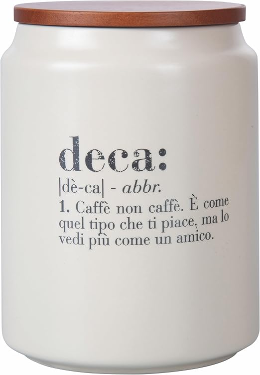 Tarro de café con escritura deca en gres gris Victionary Utensilios y accesorios