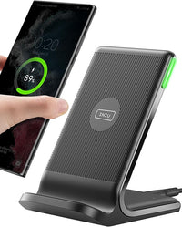 Thumbnail for INIU Cargador Inalámbrico Rápido Stand, 15W Certificación Qi Wireless Charger Estación Phone Fast Charge Holder para iPhone 16 15 14 13 12 11 Pro MAX Plus Samsung Galaxy Google Pixel Xiaomi etc