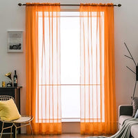 MIULEE Cortinas Poliéster Translúcida Fresca Transparente Salon Ventana Visillo Moderno para Sala Cuarto Dormitorio Habitación Comedor Cocina Salón Sala de Esatr 2 Unidades 140 x 175cm Naranja