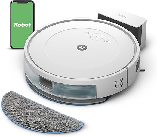 iRobot Roomba Combo Essential, Robot Aspirador y friegasuelos, Potente aspiración y fregado, 4 Fases de Limpieza, 3 Niveles de aspiración, controlable vía App o Voz