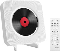 Adirigo Reproductor de CD Portátil Bluetooth Reproductor CD de Escritorio Multifunctional Musical CD Player con Mando a Distancia Integrado en los Altavoces para HiFi de Casa Audio Boombox (Blanco)