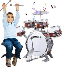 Bateria Infanti, Juguete Batería Niños Pequeños 3-5 Años, Jazz Instrumentos 5 Tambores con Taburete, Instrumento Musical Educativo para Niñas Niños de 3 4 5 6 Años Regalo