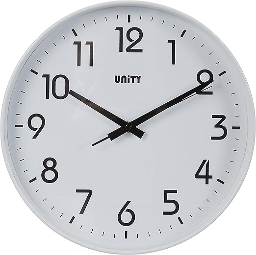 Reloj de Pared Unity, Fradley, Barrido Silencioso, Moderno, Blanco, 30 cm
