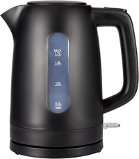 Amazon Basics Hervidor de Agua Eléctrico 1,7L, 2200 W, Libre de BPA con Base 360°, Apagado Automático y Filtro Antical Extraíble, Negro Mate
