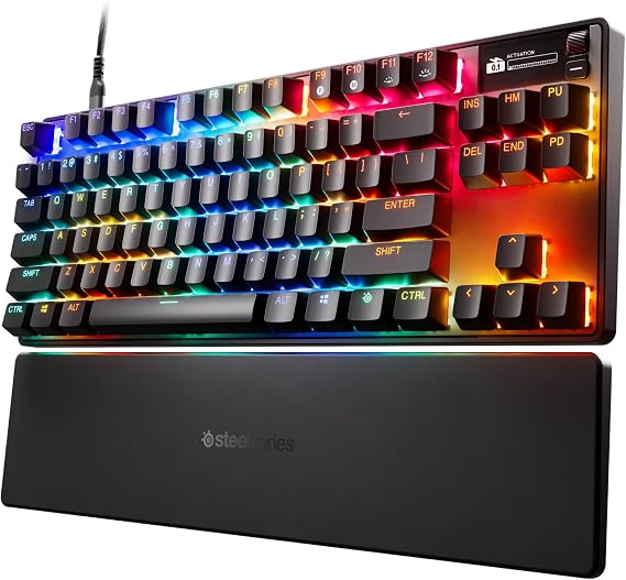SteelSeries Apex Pro TKL Gen 3 - Teclado Mecanico Gaming - HyperMagnetic Interruptores OmniPoint 3.0 - Accionamiento Ajustable - Rapid Trigger - Preajustes - Rapid Tap - RGB - OLED - US QWERTY