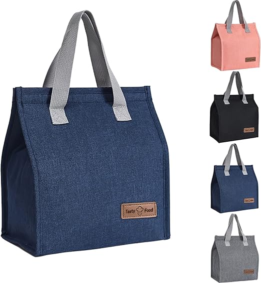 Yikki Bolsa Termica Porta Alimentos, Bolsa del Almuerzo, Reutilizables Lunch Bag, Bolsa Térmica para Trabajo, Escuela, Viajes, Salidas (Azul)