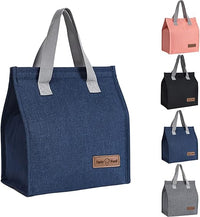 Yikki Bolsa Termica Porta Alimentos, Bolsa del Almuerzo, Reutilizables Lunch Bag, Bolsa Térmica para Trabajo, Escuela, Viajes, Salidas (Azul)