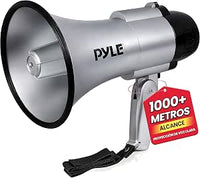 Pyle megafono, Portatil, Altavoz, Sirena, Compacto, Funciona con Pilas, Potencia de 30V, Microfono, Sonido PA, Mango Plegable, Ideal para policias, Porristas, Entrenadores