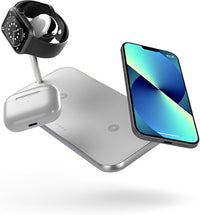 Zens Dual+Watch Wireless Charger, 10W Wireless Charging Station voor iPhone/Apple Watch/Qi-apparaten, Inclusief 24W Voedingsadapter (EU/UK/US) & 1,5M Geïntegreerde Kabel, Wit