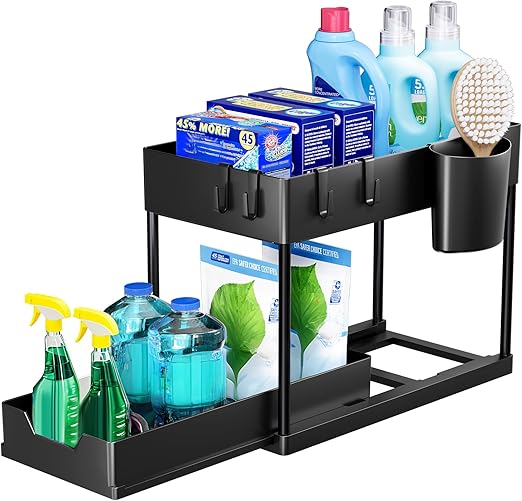 Puricon Estantería Bajo Fregadero, Estante Organizador Mueble Bajo Fregadero Cocina Lavabo -1 Unidad