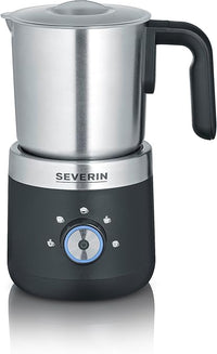 SEVERIN Espumador de Leche por Inducción, 550 W, 300 ml, también para calentar, espumar y derretir chocolate, Acero Inox Cepillado, Negro, SM 3588