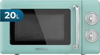 Cecotec Microondas Mecánico de 20 L Proclean 3010 Retro Green. 700 W en 6 Niveles, Temporizador hasta 30 Minutos, Modo Descongelación, Diseño Vintage en Verde, Acabados en Acero