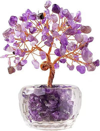 AURIVEE Árbol de la Vida de Amatista - Árbol del Dinero de Piedra Natural, Decoración Feng Shui para Casa Oficina, Regalo Espiritual