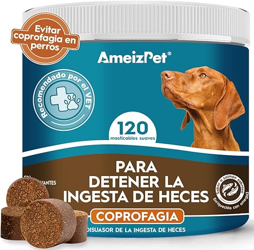 AmeizPet Prebióticos y Probióticos para Perros, Galletas Probiótica Perro - Probióticos Beneficiosos La Salud Intestinal del Perro, Golosinas Digestivas, 120 Chuches Caninas