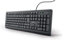 Trust Taro Kabelgebundene Tastatur, Deutsches QWERTZ Layout, Leise Tasten, Spritzwassergeschützt, USB-Anschluss, 1.8 m Kabellänge, PC Tastatur für Computer, Laptop, Mac, Windows, macOS – Schwarz