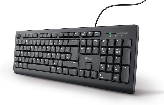 Trust Taro Kabelgebundene Teclado Deutsches Layout QWERTZ, Leise Tasten