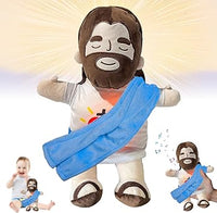 HBSFBH Jesús Peluche Que Respira, Juguete de Peluche Jesús, Alivio del estrés Jesús de Peluche para Dormir, Bebé Durmiendo Muñeca con Música Luces Y Movimientos De Respiración Rítmicos (Azul)