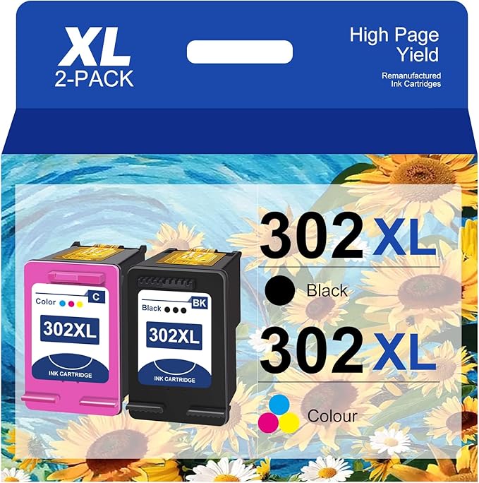 BJTR Tinta 302 XL, Compatible para Cartuchos HP 302XL Negro y Color, para HP DeskJet 3639 2130 3630 3636, OfficeJet 3830 3831 3833 3835 5232, Envy 4520 4527 (Alta Capacidad. Pack de 2)