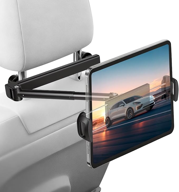 VINATO Tablet Halterung Auto Kopfstütze, iPad Halterung Auto Hinten, 360°-Drehung, Tablethalterungen Auto für 4-13 Zoll Geräte im Fahrzeug, Schwarz