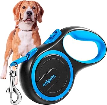 Edipets, Correa Perro Extensible, Retráctil, 3, 5 y 8 Metros, Cinta Flexible para Adiestramiento y Paseo, con Seguro y con Freno, Diseño y Agarre Cómodo (8 Metros, Azul)
