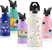 Thumbnail for Vikaster Botella agua Acero Inoxidable con Tapa de Popote y asa, Sin BPA,Botella Termica 350ml, Botella Agua Niños Reutilizable, para Adultos, Niños, Escuela, Ciclismo, Gym, Deportiva