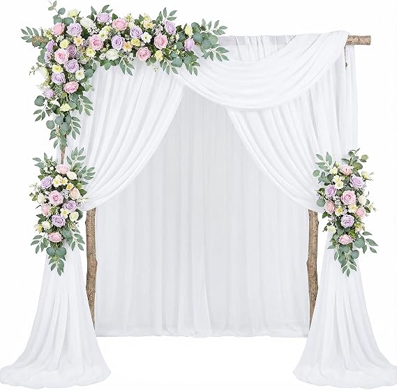 Huiguli 1,6 x 10 m Cortinas para Arco de Boda, Tejido de Tul Blanco Transparente, Ideal para Decoraciones de Bodas, Sesiones Fotográficas, Fiestas de Cumpleaños y Cortinas de Fondo (Blanco)