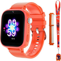 OKYUK Reloj Inteligente 4G para niños, con teléfono y GPS, Multifuncional, con videollamada, Modos Deportivos, Reloj Despertador, App Store integrada, para niños y niñas, Color Naranja
