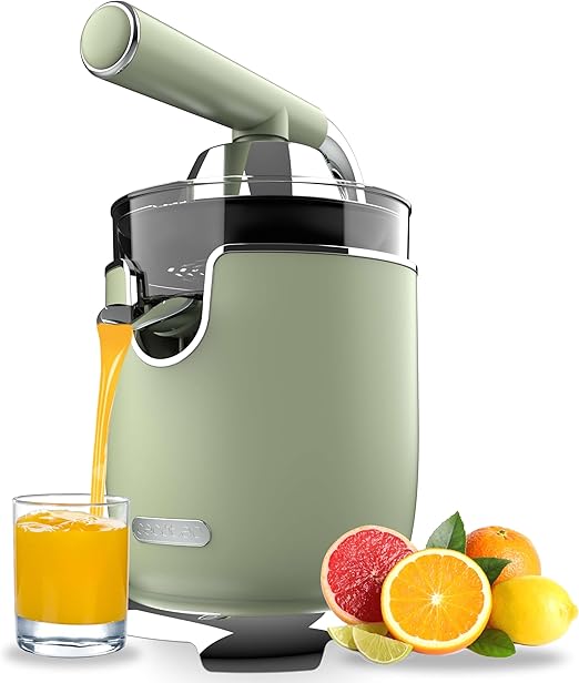 Cecotec Exprimidor Eléctrico de Brazo Naranjas y Cítricos Xqueeze RetroJuice 1000 Green. 1000W, Filtro de Acero Inox, 2 Conos Desmontables de Diferente Tamaño, Palanca y Sistema Antigoteo