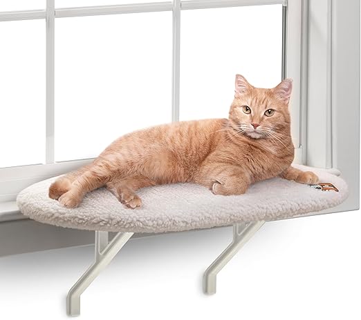 K&H Pet Products - Hamaca para Ventana de Gato, Cubierta de Forro Polar Suave, fácil Ajuste, Funda Lavable a máquina, 35,5 cm x 60,96 cm, Color Crema