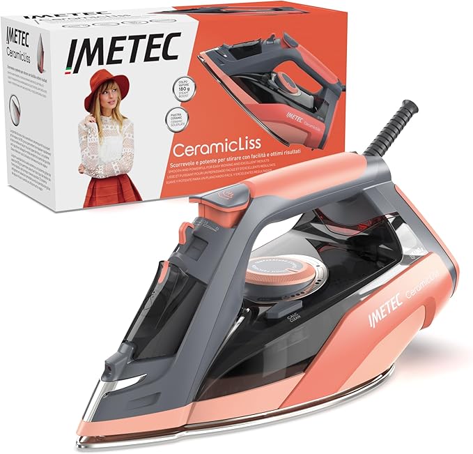 Imetec Ceramicliss, Plancha De Vapor, Ligera, Manejable, Antical, 180 g De Vapor, Suela Cerámica Deslizante, 2400 W, Mango Ergonómico, Tecnología De Ahorro De Energía