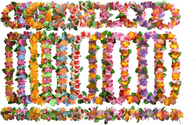 BangShou Flores Hawaianas Guirnalda Hawaiana Collar Pulsera Coloridos Reutilizables de Fuentes de La Decoración para Fiesta Hawaiana