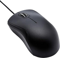 Amazon Basics Ratón con 3 botones y cable USB, Estándar silencioso, color negro