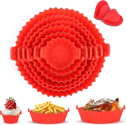 LWMTT Molde Silicona Air Fryer 6 Piezas con Accesorios Reutilizables y Par Silicona Manoplas